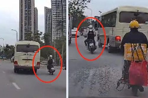 Xử lý ô tô 29 chỗ chèn ép xe máy trên Đại lộ Thăng Long