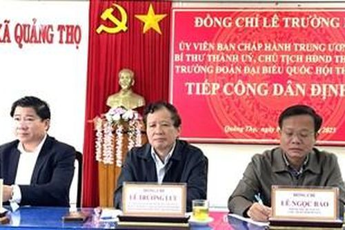 Bí thư Thành ủy Lê Trường Lưu tiếp công dân và kiểm tra tiến độ thi công hói Rào Cùng