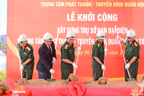 Trung tướng Đỗ Xuân Tụng dự Lễ khởi công xây dựng Trụ sở Ban đại diện Trung tâm PT-TH Quân đội tại Tây Nguyên