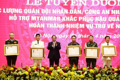 Tuyên dương lực lượng tham gia hỗ trợ Myanmar khắc phục hậu quả động đất