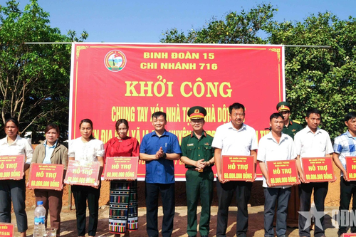 Chi nhánh 716 (Binh đoàn 15) khởi công chung tay xóa nhà tạm, nhà dột nát trên địa bàn xã Ia Đal