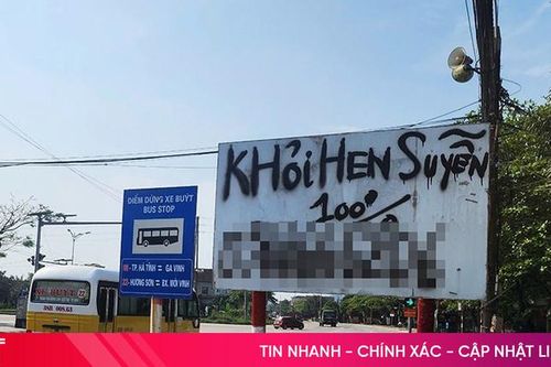 Biển báo giao thông bị bóc nền, xịt sơn quảng cáo 'khỏi hen 100%'