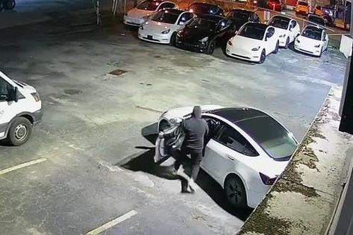 Trộm táo tợn dùng ô tô phá cổng, cuỗm hai chiếc xe Tesla ở Mỹ