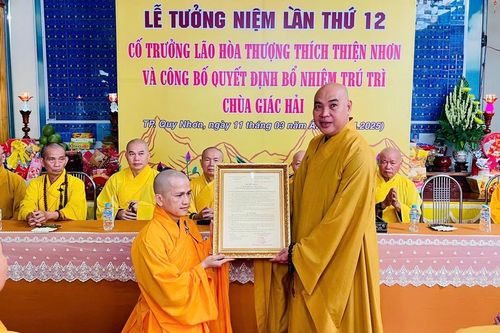 Bình Định: Bổ nhiệm Đại đức Thích Nhuận Bảo làm trụ trì chùa Giác Hải