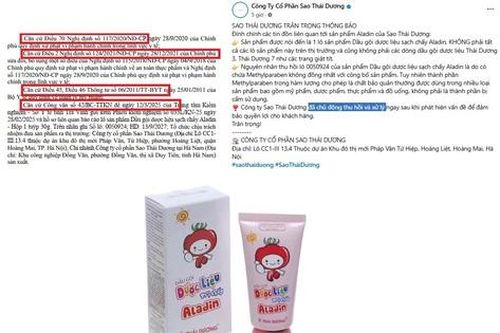 Sao Thái Dương có dấu hiệu bịa đặt thông tin vụ thu hồi Dầu gội Aladin?