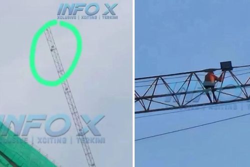Người đàn ông mộng du leo lên cẩu tháp xây dựng cao 126m