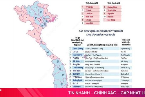 Dự kiến tên gọi của 34 đơn vị hành chính cấp tỉnh sau sáp nhập, hợp nhất