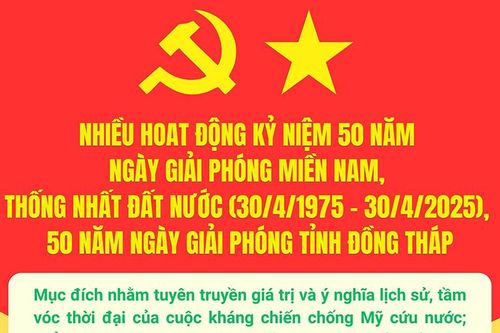 Nhiều hoạt động kỷ niệm 50 năm Ngày giải phóng miền Nam, thống nhất đất nước (30/4/1975 - 30/4/2025), 50 năm Ngày giải phóng tỉnh Đồng Tháp