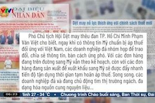 Điểm báo VTV1: Dệt may nỗ lực thích ứng với chính sách thuế mới