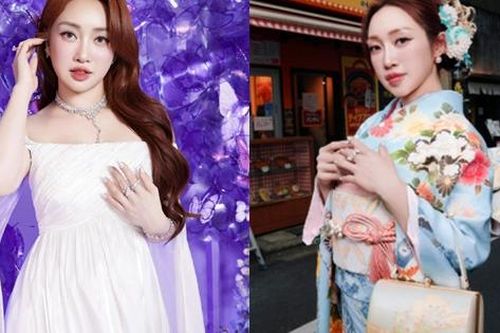 Vợ doanh nhân của Chi Bảo diện kimono khoe nhan sắc rực rỡ ở Nhật