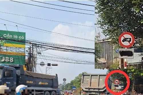 Biển cấm ở Đồng Nai bị bôi đen, xe tải lớn tung hoành giờ cao điểm: Chủ tịch phường lên tiếng