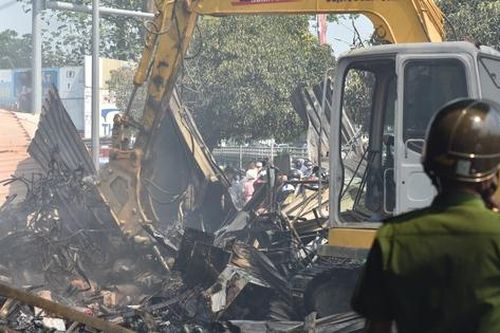 Hiện trường vụ cháy tại chợ An Lỗ gây thiệt hại hàng tỷ đồng