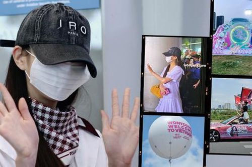 Jang Wonyoung IVE đến Việt Nam: Xinh yêu tại sân bay, fan đem xe mui trần chào đón