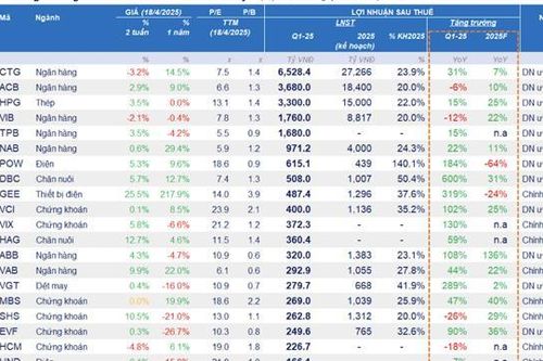 Cập nhật lợi nhuận quý 1/2025: 161 doanh nghiệp công bố tăng 21,6%, Ngân hàng và Chứng khoán dẫn đầu