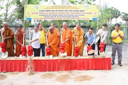 Khởi công xây dựng 3 phòng học cho đồng bào Khmer tại TX. Tịnh Biên