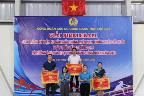 Công đoàn cơ sở Báo Lào Cai giành giải Nhất toàn đoàn Giải Pickleball Công đoàn Các cơ quan Đảng tỉnh