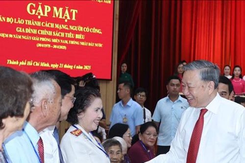 Tổng Bí thư gặp mặt cán bộ lão thành cách mạng, người có công, gia đình chính sách tiêu biểu