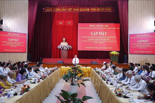 Tổng Bí thư gặp mặt cán bộ lão thành cách mạng, người có công, gia đình chính sách tiêu biểu