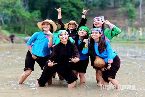 Du khách Philippines trải nghiệm cấy lúa và bắt cá ruộng ở Tân Trào