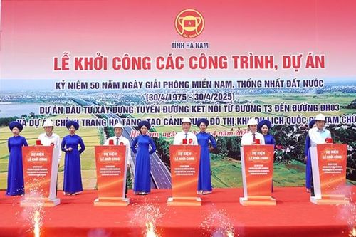 Bộ trưởng Nguyễn Hồng Diên dự Lễ khởi công các dự án đầu tư xây dựng trọng điểm tại tỉnh Hà Nam