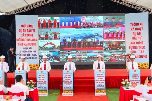 Hải Dương khởi công dự án đường tỉnh 394B và tổ chức lễ thông xe kỹ thuật trục Đông – Tây