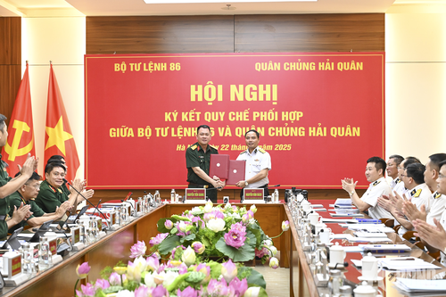 Bộ tư lệnh 86 và Quân chủng Hải quân ký kết quy chế phối hợp