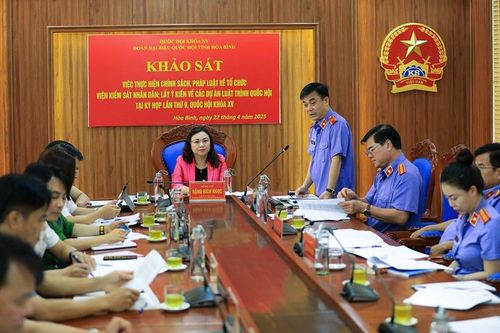 Đoàn Đại biểu Quốc hội tỉnh Hòa Bình khảo sát việc thực hiện chính sách, pháp luật về tổ chức VKSND tại VKSND tỉnh