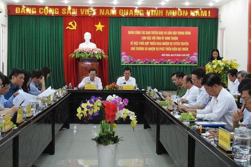 Đoàn công tác Ban Tuyên giáo và Dân vận Trung ương làm việc với tỉnh Ninh Thuận