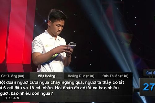 Siêu trí tuệ Việt chào thua bài toán đếm số ngựa trong Đường lên đỉnh Olympia