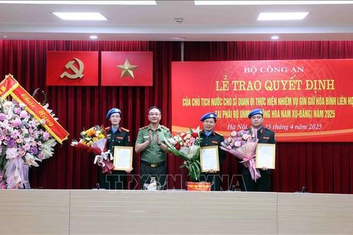 Thêm 3 sỹ quan Công an nhân dân đi thực hiện nhiệm vụ gìn giữ hòa bình Liên hợp quốc
