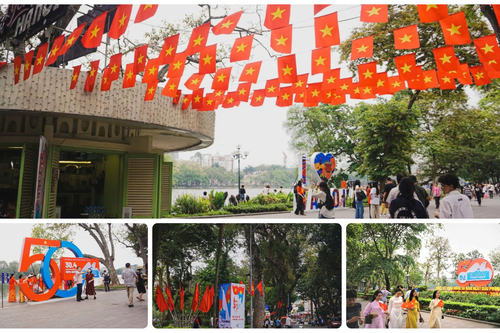 Hà Nội rực rỡ cờ hoa hướng tới 50 năm Ngày giải phóng miền Nam, thống nhất đất nước