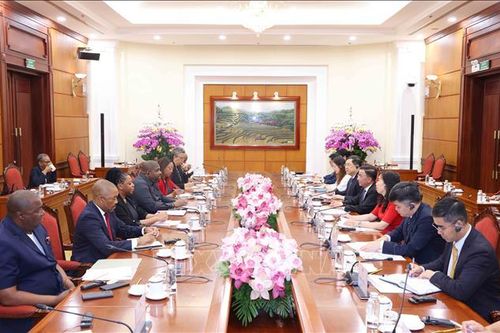 Thường trực Ban Bí thư Trần Cẩm Tú hội đàm với Tổng Thư ký Đảng Mặt trận giải phóng Mozambique