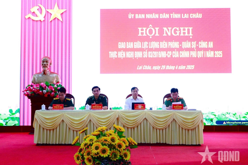 Lai Châu: Giao ban 3 lực lượng Quân sự, Biên phòng và Công an quý I-2025