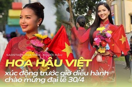 Hoa hậu Việt xúc động trước giờ diễu hành mừng đại lễ