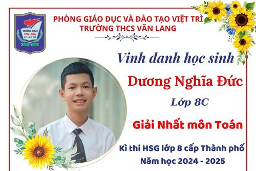 Học sinh Trường THCS Văn Lang, TP Việt Trì đoạt 35 giải Nhất học sinh giỏi lớp 8 cấp thành phố