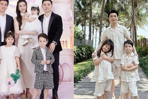 Anh chồng Đỗ Mỹ Linh đi du lịch cùng cặp song sinh, khoe khéo đồ em dâu 'tài trợ'