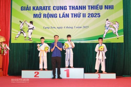 Hơn 100 vận động viên tham gia Giải Karate các lứa tuổi trẻ Cung Thanh thiếu nhi mở rộng năm 2025