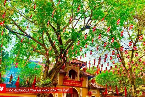 Nhiều chùa, đường phố tại Hà Nội rợp cờ mừng Đại lễ Phật đản