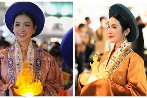 Tiểu Vy - Diệp Lâm Anh mặc Việt phục ở Đại lễ Vesak 2025