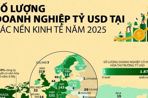 Nền kinh tế nào có nhiều doanh nghiệp niêm yết tỷ USD nhất thế giới?