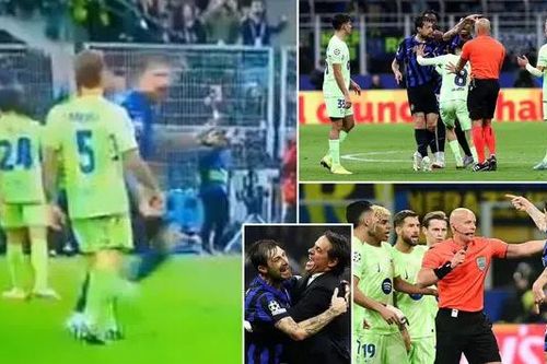 Tình huống gây tranh cãi ở trận Inter Milan - Barcelona