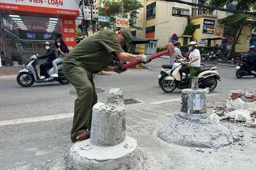 Phá dỡ trụ bê tông trước chung cư Lilama: Chưa rõ người vi phạm, khó xử lý dứt điểm