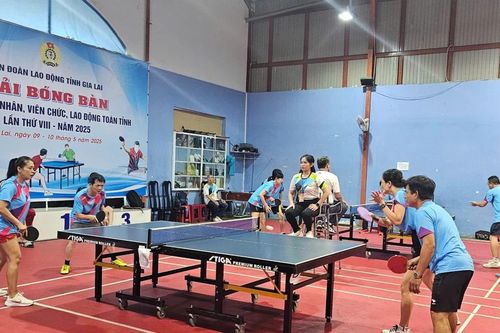 Gần 200 vận động viên tranh tài Giải bóng bàn trong công nhân, viên chức, lao động tỉnh Gia Lai lần thứ VIII