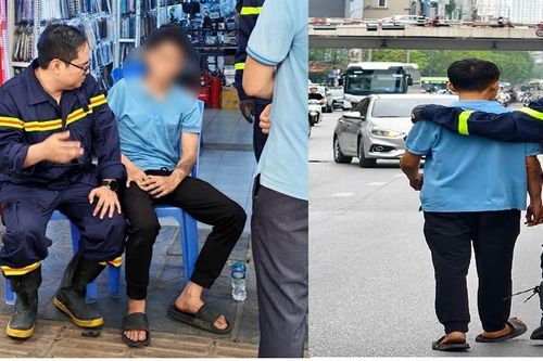 Đi bệnh viện, nam thanh niên Hà Nội lên thành cầu vượt phố Vọng ngồi chênh vênh