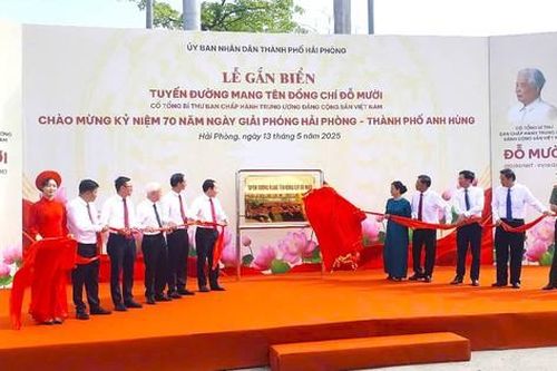 Hải Phòng gắn biển tuyến đường mang tên cố Tổng Bí thư Đỗ Mười