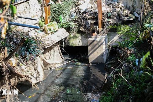 Cận cảnh nước sông đen đặc ở Hà Nội do ô nhiễm nghiêm trọng
