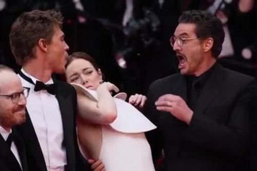 Nữ diễn viên gặp 'kẻ tấn công' bất ngờ trên thảm đỏ Cannes, dàn sao nam ra tay 'giải cứu'