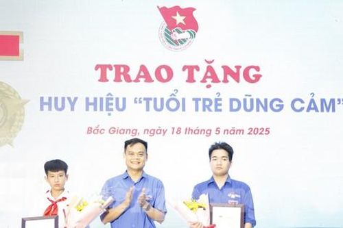 Bắc Giang trao huy hiệu 'Tuổi trẻ dũng cảm' cho đoàn viên và học sinh cứu người