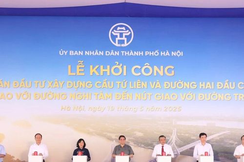 Thủ tướng Phạm Minh Chính dự lễ khởi công cầu Tứ Liên ở Hà Nội