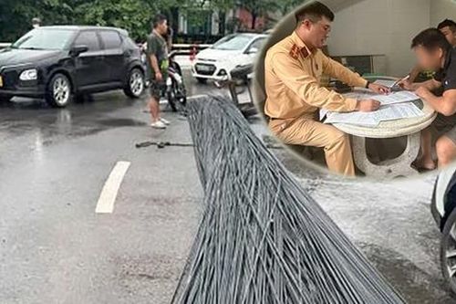 Hà Nội: Để bó sắt dài hơn 10m rơi xuống đường, tài xế và chủ phương tiện bị phạt hơn 40 triệu đồng